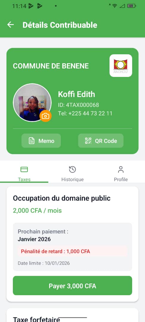 Détail du contribuable