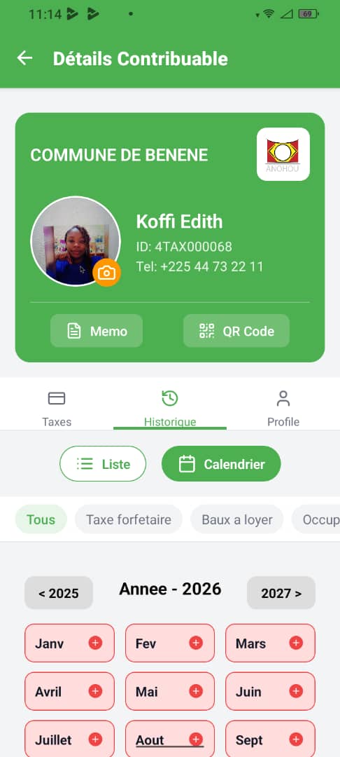 Etat des paiements