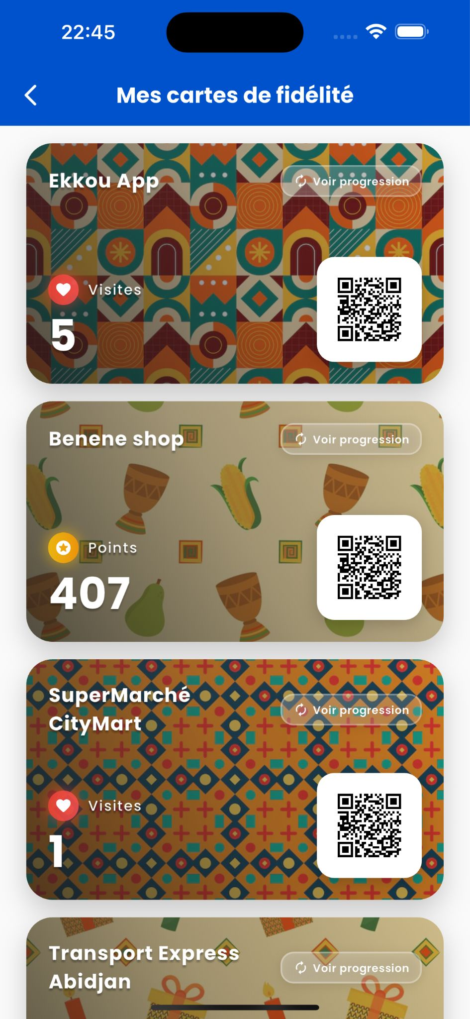 Mes cartes de fidélité